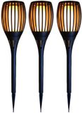 Hit Trading B.V. Torche de jardin solaire - Lot de 5 pièces - avec effet flamme - projecteur à piquer - 78 cm - lumière blanc chaud - lampe de jardin