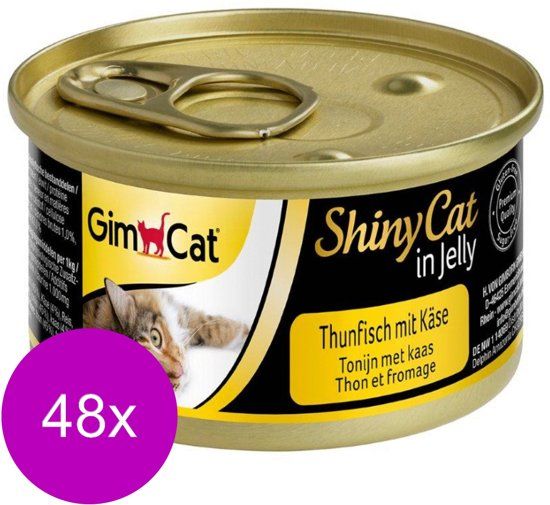 GimCat Shinycat In Jelly 70 g - Kattenvoer - 48 x Tonijn&Kaas