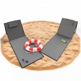 BigDean chaise longue de plage, set de 2 chaises de plage pliantes, légère, seulement 1,3 kg - tapis de plage portable et rembourré