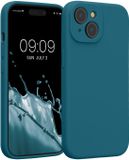 kwmobile telefoonhoesje geschikt voor Apple iPhone 15 - TPU backcover met siliconen coating - Smartphone case in mat petrol