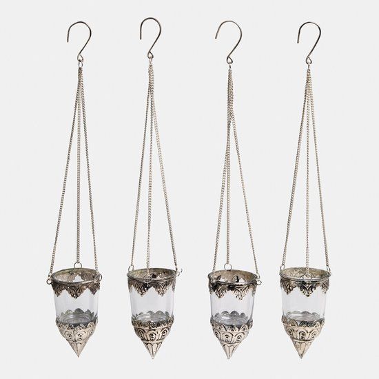 LOBERON Windlicht set van 4 Céleste helder/zilverkleurig