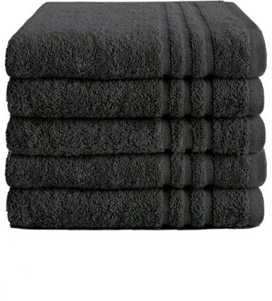 BYRKLUND badlaken 70x140 cm - Antraciet - Set van 5 - Hotelkwaliteit - 100% Katoen