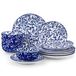 Vancasso Service de table, 12 pièces, porcelaine bleue et blanche, service combiné composé d'assiettes plates, d'assiettes à dessert et de bols pour 4 personnes