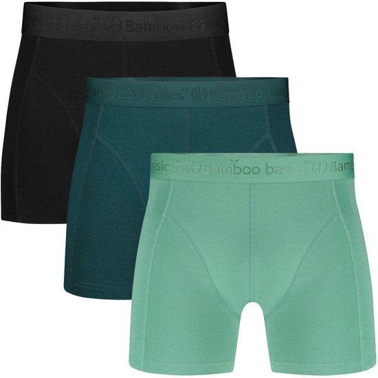 Bamboo Basics Heren Bamboe Boxershorts Rico (3-pack) - Zwart, Petrol & Lichtgroen Ton Sur Ton - Maat XXL