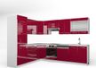 Vicco Hoekkeuken Fame-Line, Bordeauxrood hoogglans/Wit, 287 x 227 cm, WB Marmer
