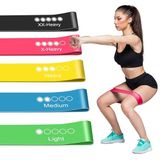 K-MART 5 stuks weerstandsbanden: oefenband met 5 verschillende weerstandsniveaus, ideale weerstandsband voor thuisgymnastiek, yoga en pilates, met tas