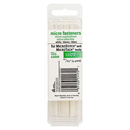 MicroStitch Navulverpakkingen witte sluitingen - Gebruik met MicroStitch labelpistoolkit voor quilten, verstellen, Hijabs, plooien, zomen, naden, prijzen, mode, doe-het-zelf - 1200 x 4,4 mm