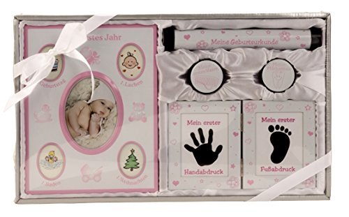 Lifestyle & More Babyset inclusief fotolijst, 2 blikjes voor melktanden en haar, buis voor de verjaarkonde en lijst voor hand en voetafdruk 26x44 cm