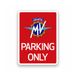4R Quattroerre.it Parking Only bord voor MV Agusta, bord voor garage, werkplaats, doos, Made in Italy, officieel gelicentieerd product, 28 x 40 cm (rood)