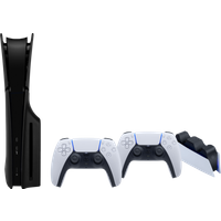 PlayStation 5 Slim Disc Edition Bundle - Black Covers, White Controller & Charging Station