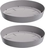 Prosperplast Opvangschaal/onderschaal voor bloempot/plantenpot - 4x - lichtgrijs - rond - Dia 23 cm