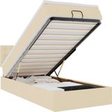 vidaXL Ottomanenbed met matras en LED-verlichting, crème, 90x200 cm, gestoffeerd