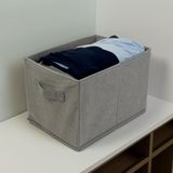 Bewello Boîte de rangement en tissu avec poignée – Organiseur de boîte de rangement pliable – Gris – 32 x 22 x 22 cm – 15L [BW2076]