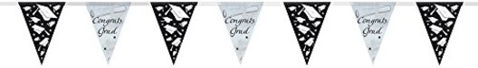 Quatrefoil Graduation Banner - 9' Black/White