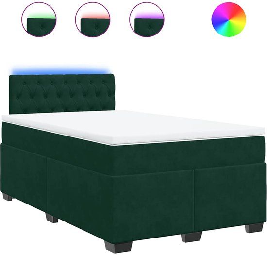 vidaXL Boxspring met matras fluweel donkergroen 120x190 cm