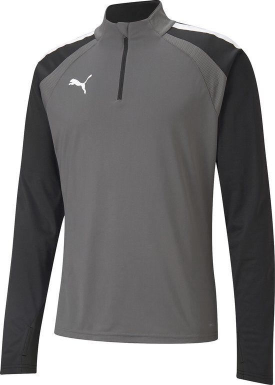 PUMA teamLIGA 1/4 Zip Top Heren sportshirt - Smoked Pearl-Puma White - XL