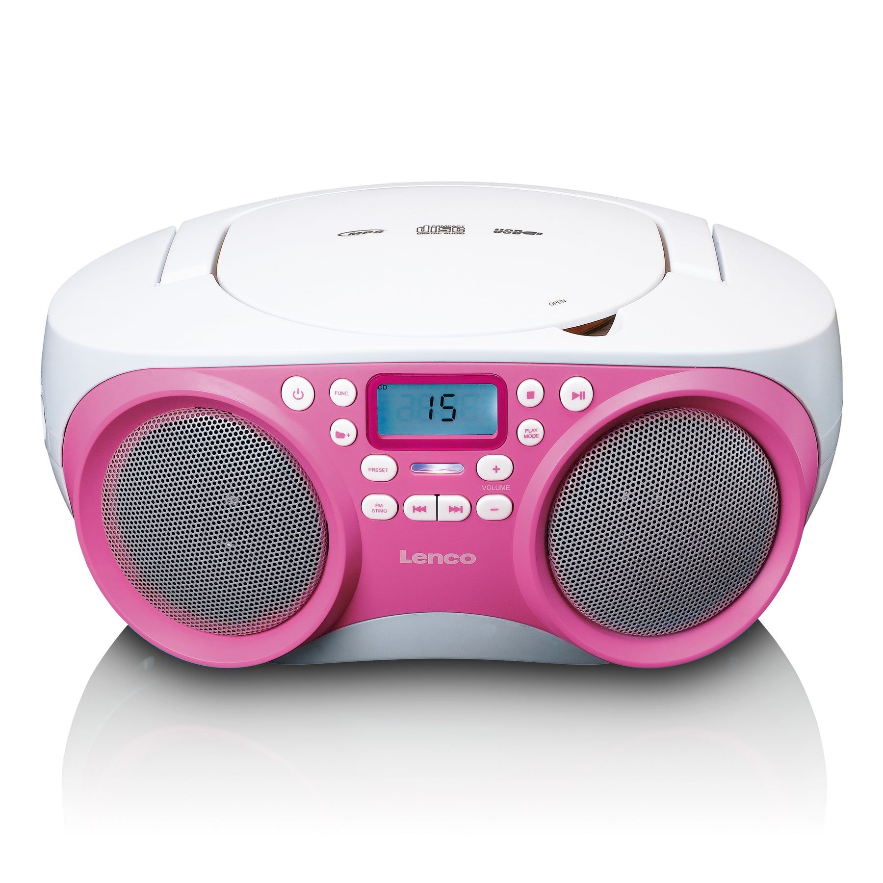 Lenco SCD-301 Draagbare Radio CD Speler - Roze & Wit