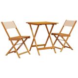 vidaXL Bistroset 3-delig stof en massief hout beige