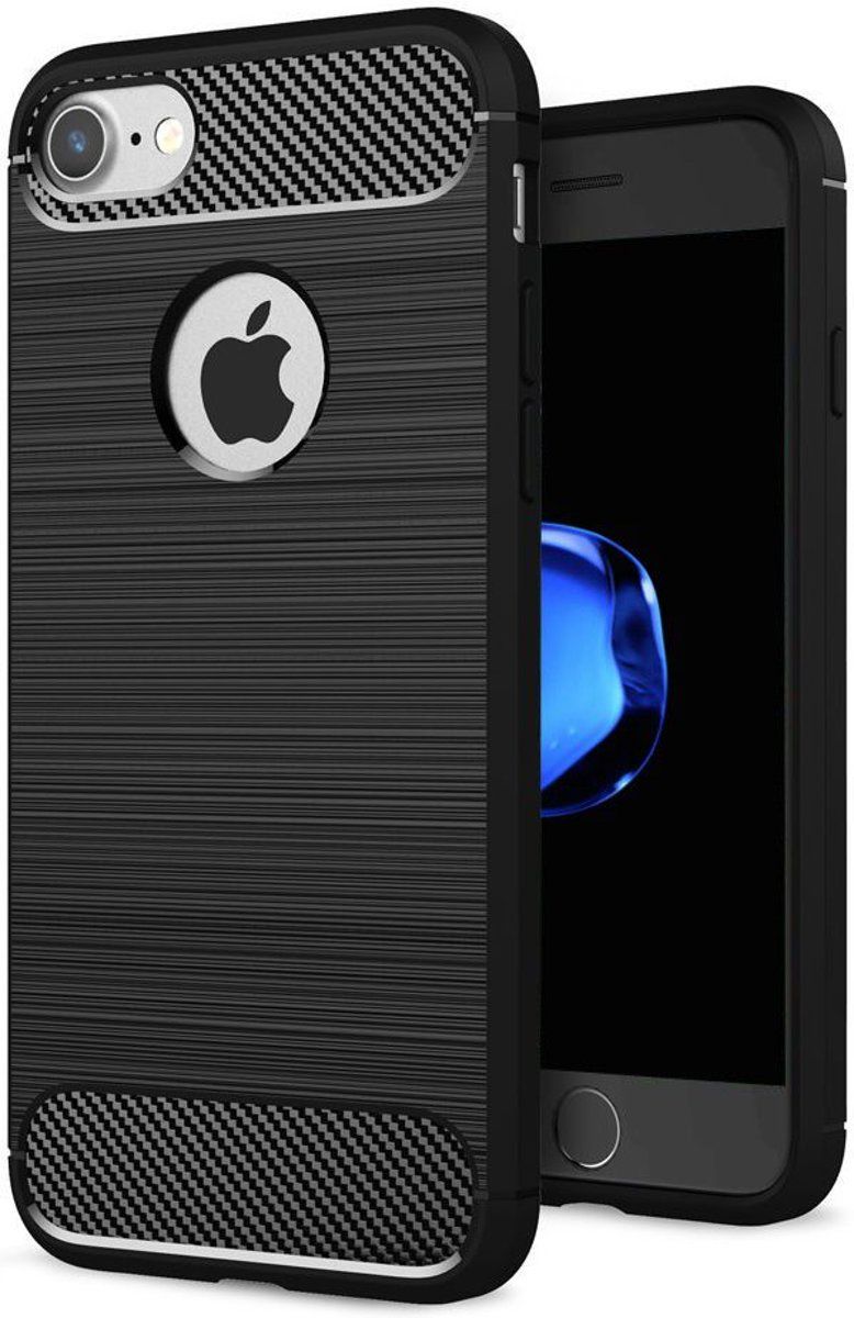 GSMpunt.nl Apple iPhone 7 / 8 Geborsteld Zwart TPU Hoesje