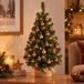 Merkloos / Sans marque Billiet - Vanlaere Mini kerstboom - 75 cm - met 40 koperkleurige kerstballen - D3 cm - kunstboom - 81 takken