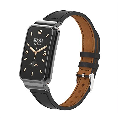 Strap-it leren bandje - zwart - Xiaomi Smart Band 7 Pro