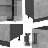 Vicco R-Line Complete keukeneenheid – 300 cm met hoge kast, WB Antraciet Beton/antraciet