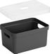 Sunware Opbergboxen met transparante deksel - 2x stuks - kastmanden - antraciet - 13 liter - kunststof - 35 x 25 x 18 cm