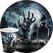 Fiestas Guirca Fiestas Halloween/horror kerkhof feest servies borden en bekers - 24x - zwart- papier