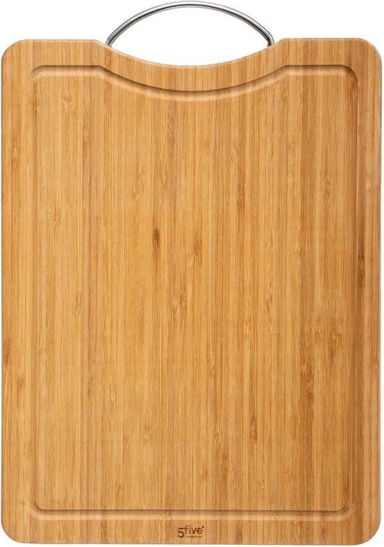 Secret de Gourmet Snijplank met metalen handvat 30 x 20 cm Bamboe