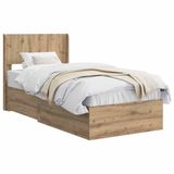 vidaXL Bedframe met opbergruimte en hoofdbord Artisanaal eiken