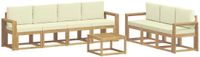 vidaXL Acacia Hout Bank Loungeset Wit en Crème 4 Zitplekken Exclusief Kussens