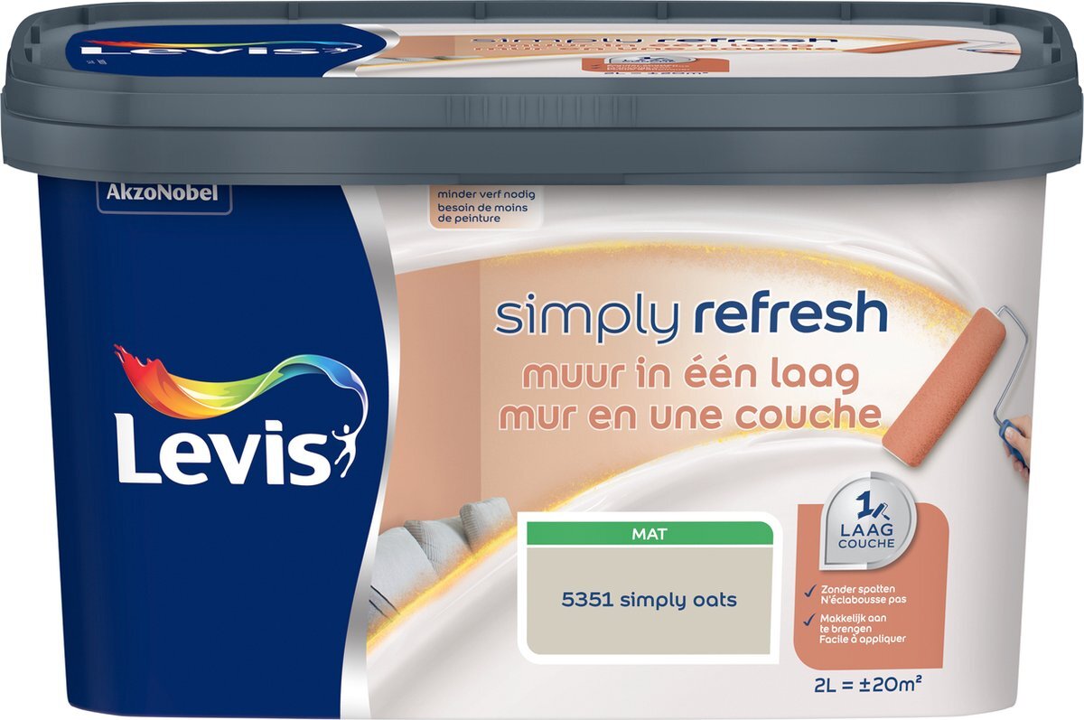 Levi's Simply Refresh - Muur In Een Laag - Mat - Simply Oats - 2L