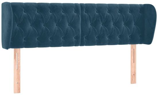 vidaXL Hoofdbord met randen fluweel donkerblauw 147x23x78/88 cm