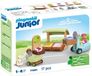 PLAYMOBIL Junior: Marché biologique de fruits et légumes, convient aux enfants à partir de 12 mois, avec chariot, blocs de construction et plastique végétal