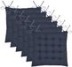 Stof Textile stoelkussen Coline - 6x - donkerblauw - 38 x 38 x 4 cm