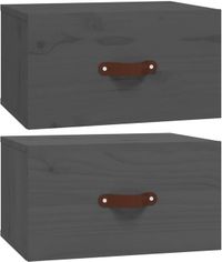 vidaXL Nachtkastjes 2 stuks wandgemonteerd 40x29,5x22 cm grijs