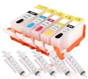 Canon 5 cartouches rechargeables pour Canon PGI550/551, vides, avec puce de réinitialisation automatique