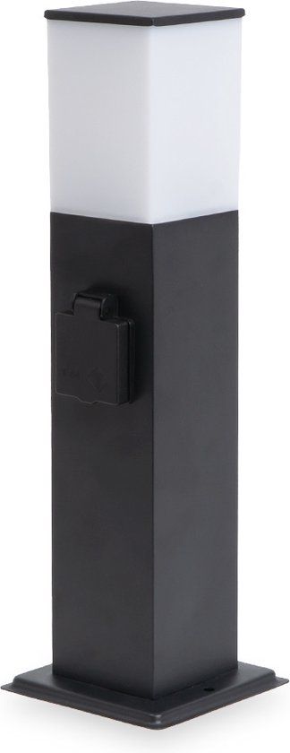 HOFTRONIC Rustic S - Buitenstopcontact paal - 42cm - 2 stopcontacten - Zwart