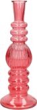 Ideas 4 Seasons Bloemenvaas Florence - koraal rood glas - ribbel - D8,5 x H23 cm