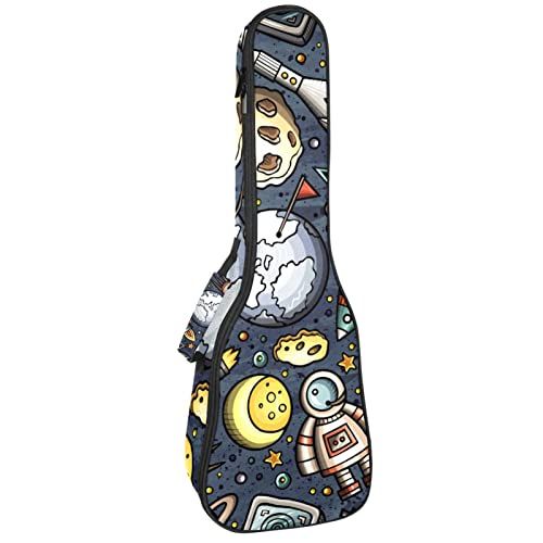Mersov Concert Ukelele Rugzak, Heavy Duty Ukelele Case Bag met Opslag, Sopraan Concert Tenor Ukelele 10MM Gewatteerde Tas Ruimte Planeet Universum
