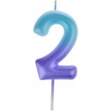 PARTY ARPEX Verjaardagskaars Nummer 2 Ombre Blauw Paars