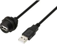 TRU COMPONENTS TC-E13T-FU2-PWF/MU2-NWA-0.5PV-S TC-13543544 USB 2.0-kabel met USB-A-bus naar IP67-USB-A-stekker, 0,5 m Waterdichte kunststof kabel