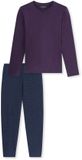 SCHIESSER Pyjama lang Heren Aubergine Effen 100% Katoen Maat 48