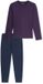 SCHIESSER Pyjama lang Heren Aubergine Effen 100% Katoen Maat 48