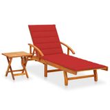 Acacia bois massif lit de repos avec table et coussin