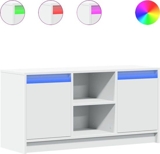 vidaXL Tv-meubel met LED 100x34x50 cm Bewerkt Hout Wit