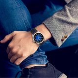 Boccia Titanium Boccia herenhorloge Titanium blauw leer 39mm