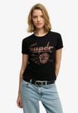 Superdry Band Merch Aansluitend T-shirt Dames Zwart UK12-EU40