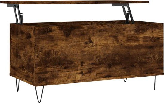 vidaXL Salontafel 90x44,5x45 cm bewerkt hout gerookt eikenkleurig