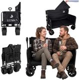 Luaro Chariot pliable avec siège et dossier – Chariot de transport – 150 kg – Noir